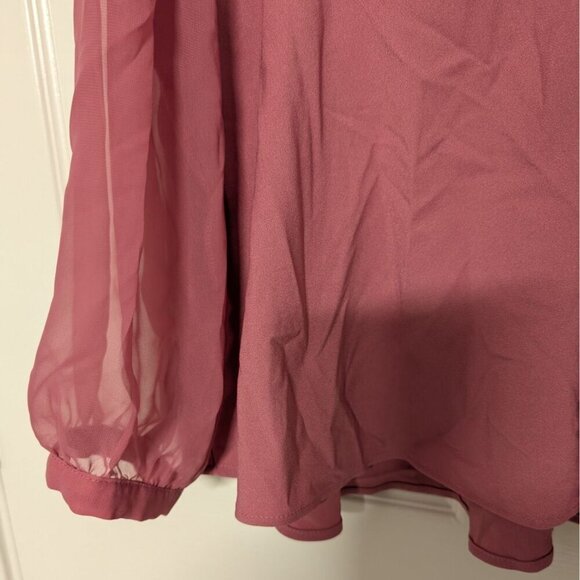 Torrid Peplum Crepe Mesh Inset Babydoll Blouse Womens Plus Size 3X Mauve Pink - Picture 3 of 10